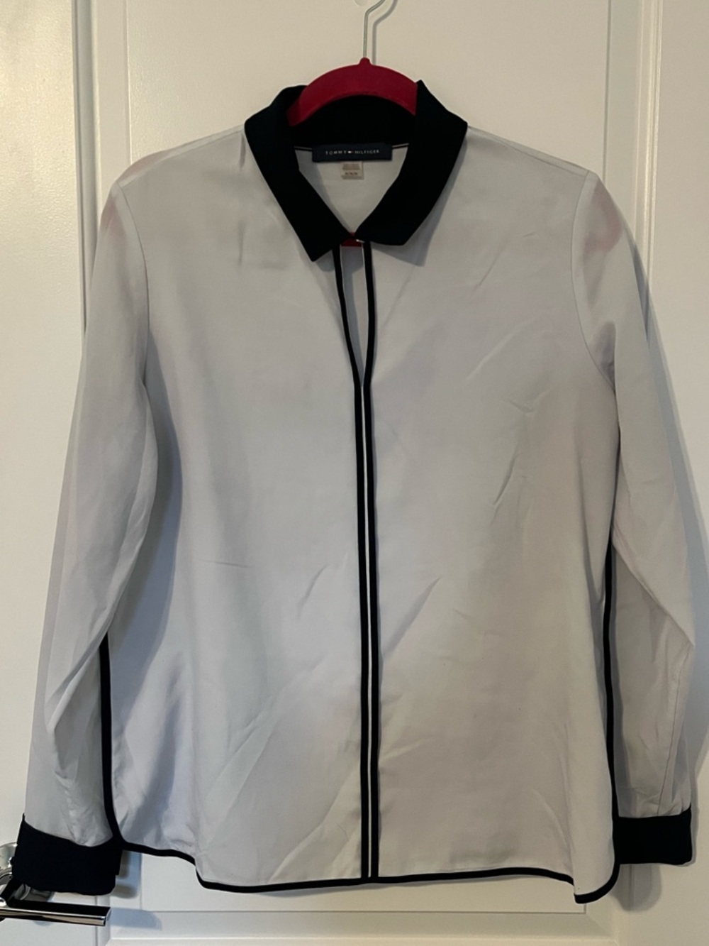 Tommy Hilfiger White Blouse with Black Trim